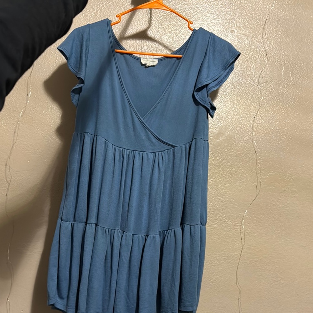 Blue Short Sleeve Dress